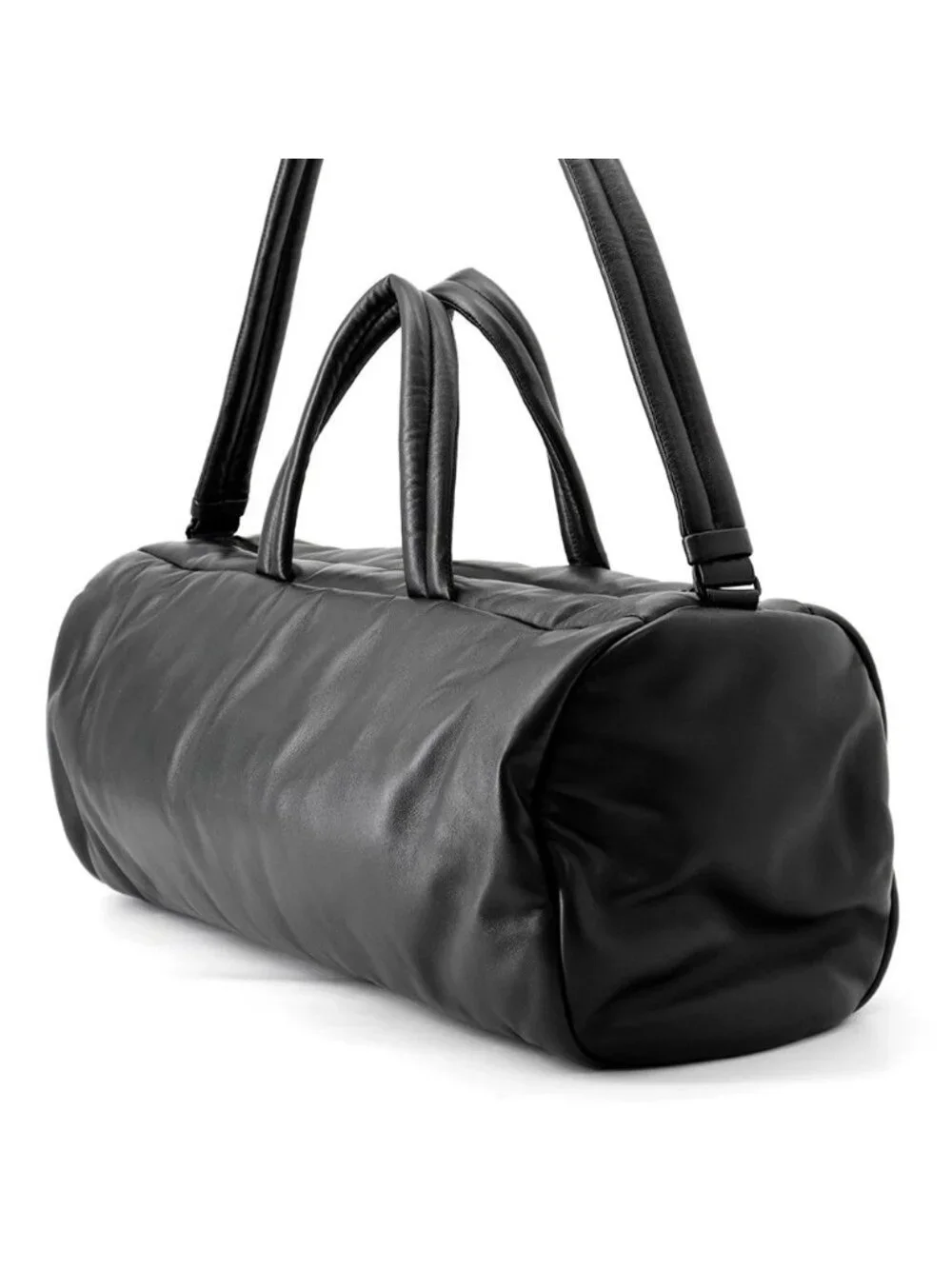 Saint Laurent Paris Boston Bag Wide Logo Puffer Lambskin Black